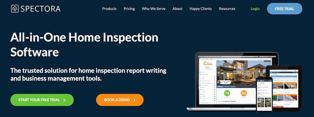 A screenshot of the Spectora website homepage.